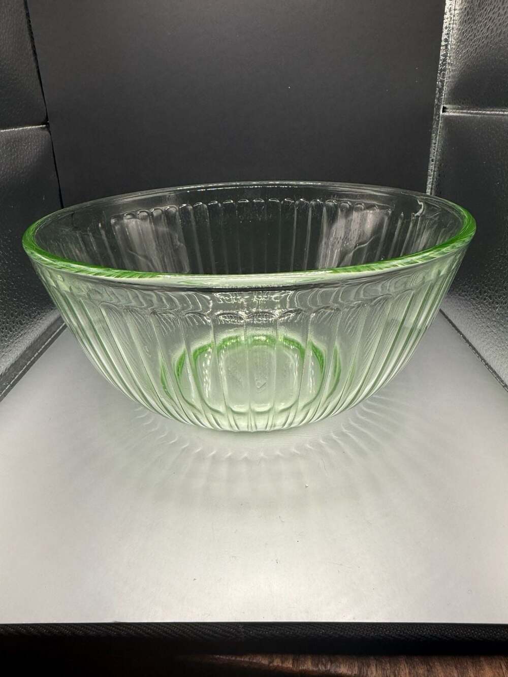 Pyrex Ribbed Green Glass Mixing Bowl